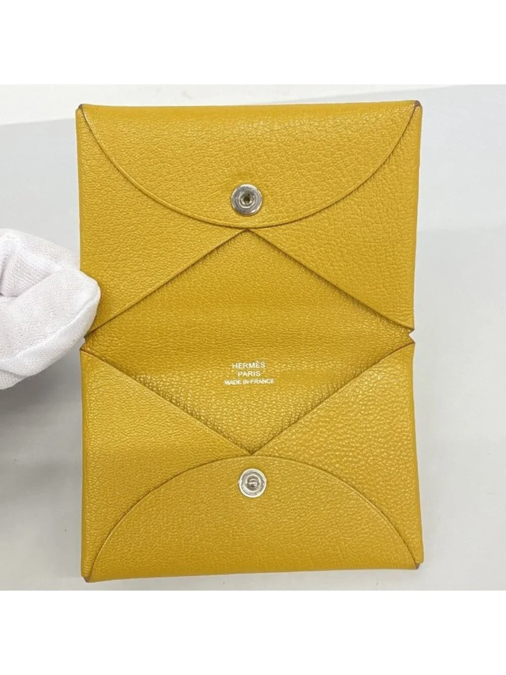 Hermes Coin Case Calvi Chevre Misor Joan Ambre Silver